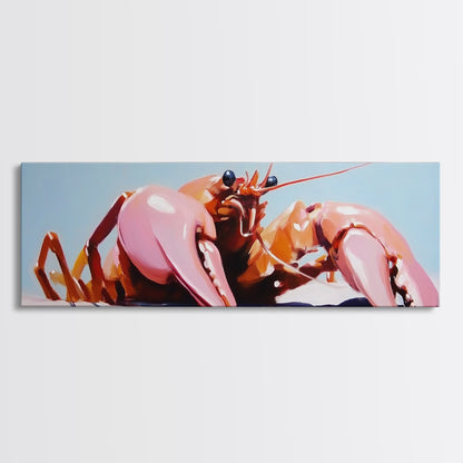 Lobster Illustration, Nautical Kitchen Art, Coastal Seafood Decor, Canvas Print, Rustic Beach House, Maritime Aesthetic, Dining Wall Art