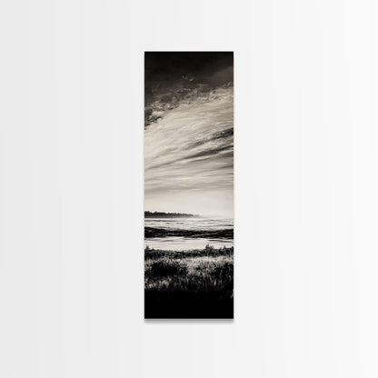 Black White, Seascape Art, Coastal Print, Framed Canvas Print, Monochrome Wall Art, Beach House Decor, Large Art, Living Room Artwork