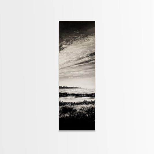 Black White, Seascape Art, Coastal Print, Framed Canvas Print, Monochrome Wall Art, Beach House Decor, Large Art, Living Room Artwork