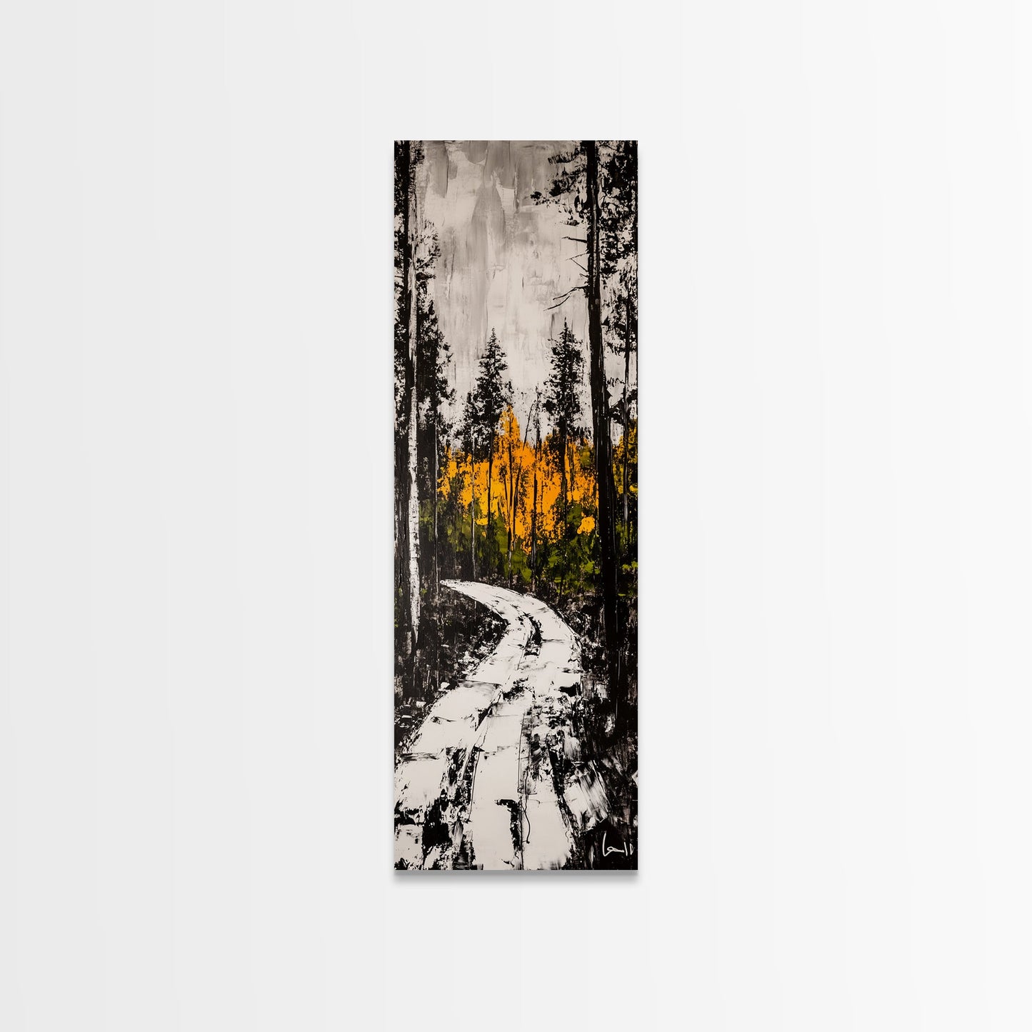 Autumn Forest Path, Fall Landscape Art, Woodland Painting, Nature Wall Art, Rustic Decor, Modern Wall Print, Framed Canvas Print