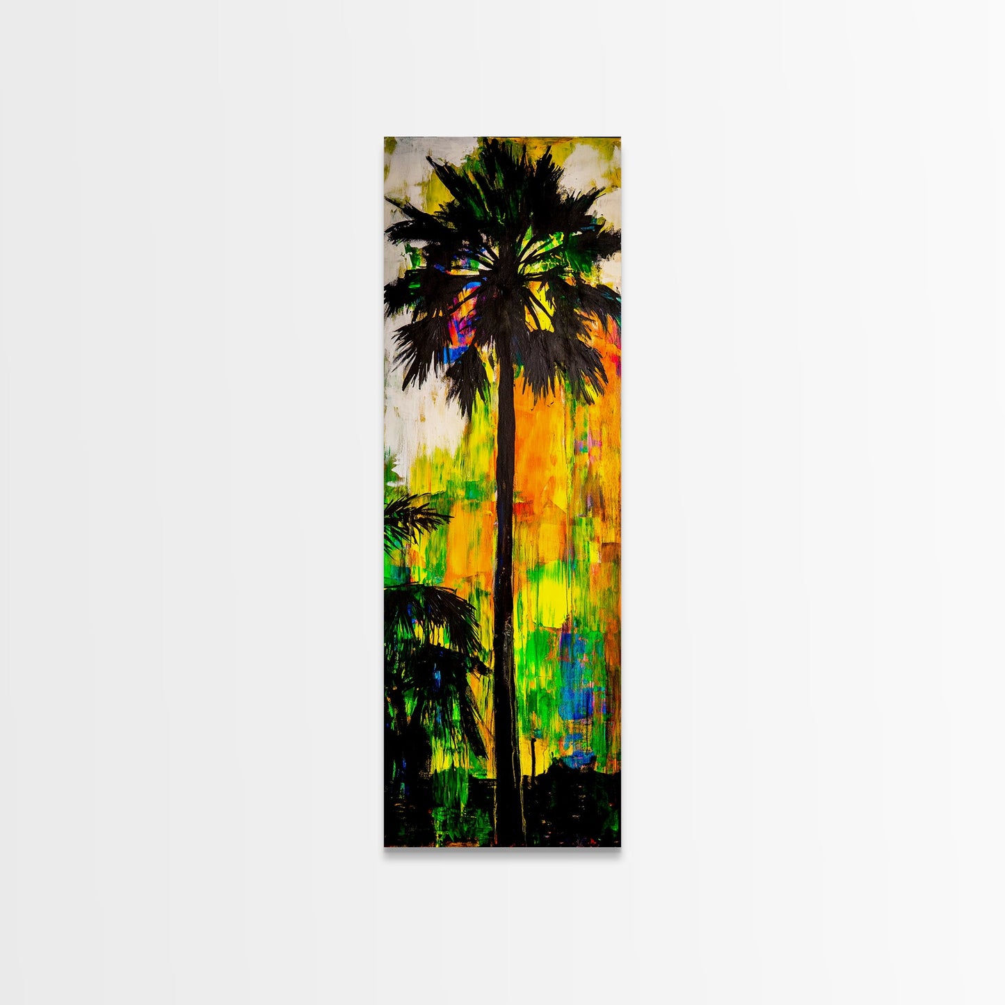 Palm Tree Sunset, Tropical Wall Art, Colorful Beach Decor, Boho Island Art, Vibrant Home Print, Living Room Art, Framed Canvas Print