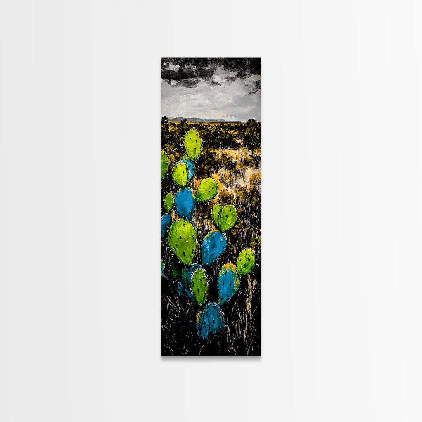Cactus Art, Desert Landscape, Southwestern Decor, Bold Colors, Framed Canvas Print, Boho Wall Art, Nature Inspired, Vibrant Earthy Art