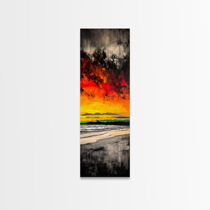 Fire Sky, Dramatic Sunset, Abstract Seascape, Framed Canvas Print, Bold Wall Art, Vibrant Home Decor, Statement Piece