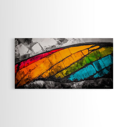 Butterfly Wing, Vibrant Abstract, Colorful Texture, Modern Wall Art, Nature Inspired, Framed Canvas Print, Office Decor, Bold Statement Art
