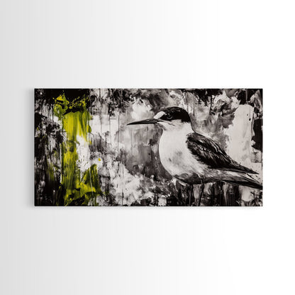 Black and White Bird, Modern Abstract, Minimalist Art, Canvas Print, Nature Wall Art, Office Wall Art, Boho Aesthetic Decor