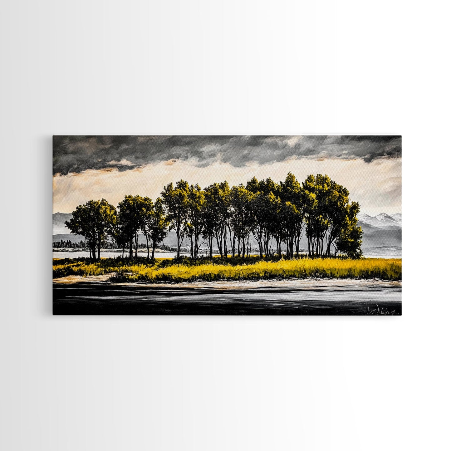 Aspen Trees, Mountain View, Nature Landscape, Rustic Home Decor, Autumn Wall Art, Framed Canvas Print, Cabin Wall Art, Modern Tree Painting