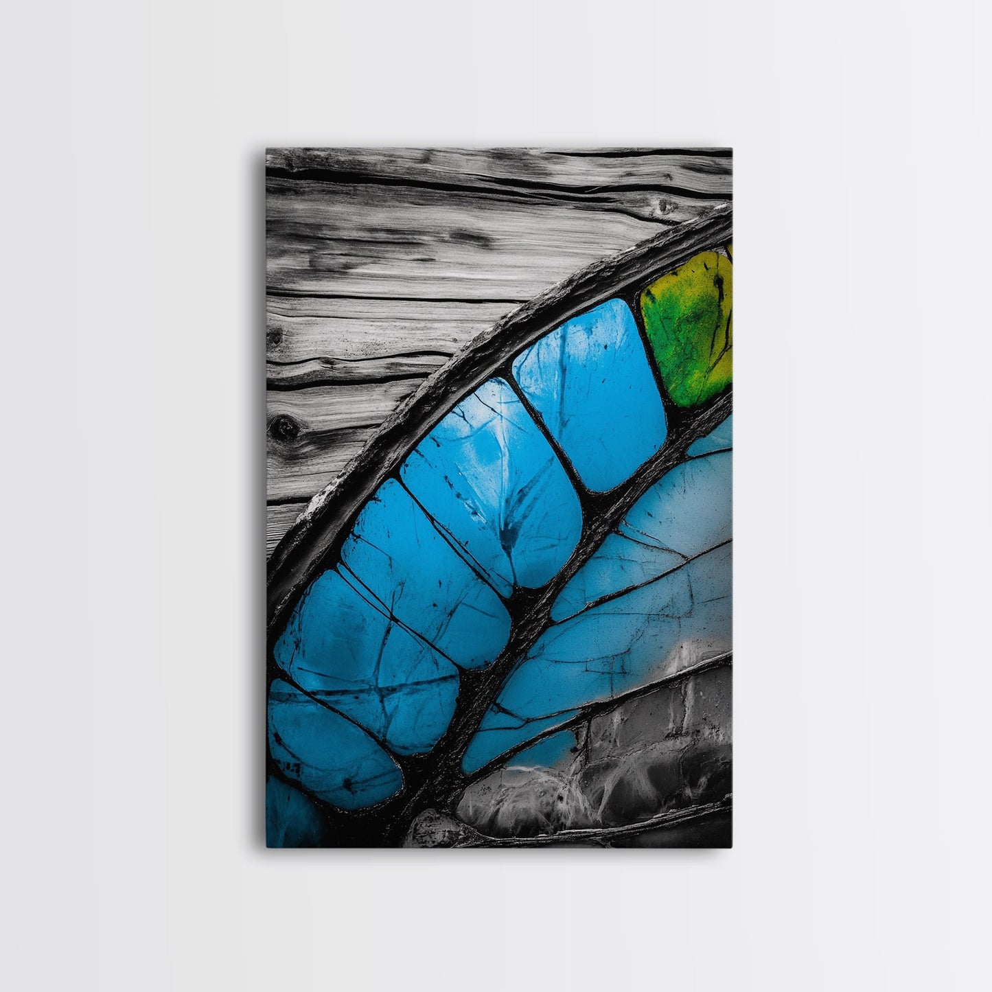 Butterfly Wing Close-up, Nature Photography, Framed Canvas Print, Rustic Wall Art, Minimalist Decor, Blue Abstract Art, Bedroom Wall Decor