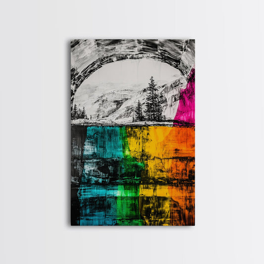 Colorful Canyon, Nature Painting, Abstract Wilderness, Vibrant Landscape, Canvas Print, Adventurous Art, Boho Decor, Office Wall Art