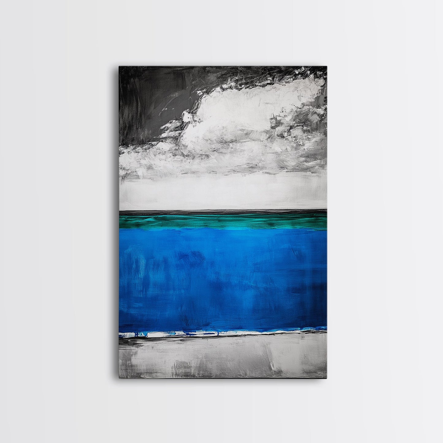 Blue Ocean, Minimalist Seascape, Canvas Print, Beach House Decor, Coastal Wall Art, Modern Abstract, Living Room Art, Nautical Decor