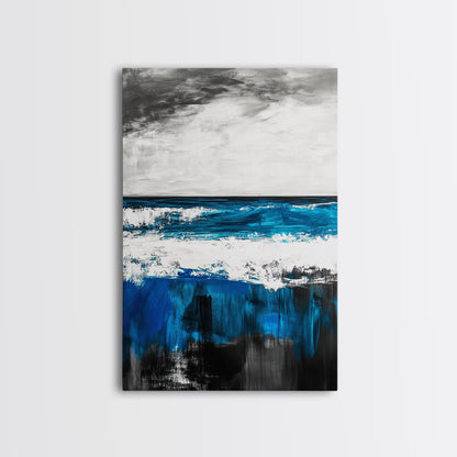 Blue Ocean, Coastal Landscape, Modern Art, Framed Canvas Print, Beach House Decor, Contemporary Seascape, Living Room Wall Art