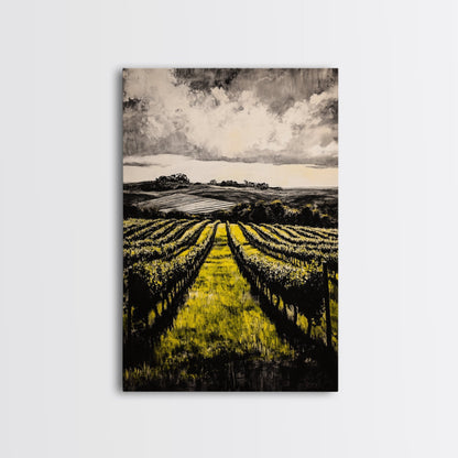 Vineyard Path, Rolling Hills, Rustic Landscape, Canvas Print, Country Farmhouse Art, Kitchen Wall Decor, Wine Lover Gift, Fall Vibes