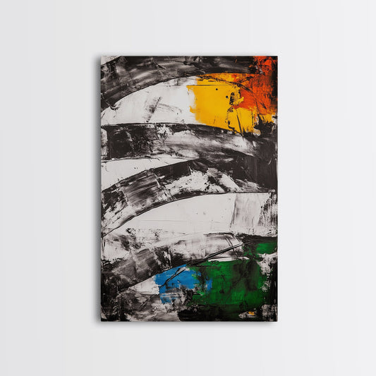 Abstract Curves, Black and White, Modern Art, Bold Colors, Minimalist Painting, Contemporary Style, Statement Piece, Canvas Print