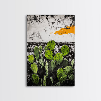Cactus Art, Desert Scene, Framed Canvas Print, Southwest Wall Art, Boho Home Decor, Minimalist Nature Art, Living Room Statement Piece