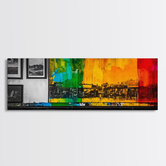 Rainbow Cafe, Urban Abstract, Canvas Print, Colorful Wall Art, Modern Home Decor, Dining Room Artwork, Contemporary Art, Vibrant Painting