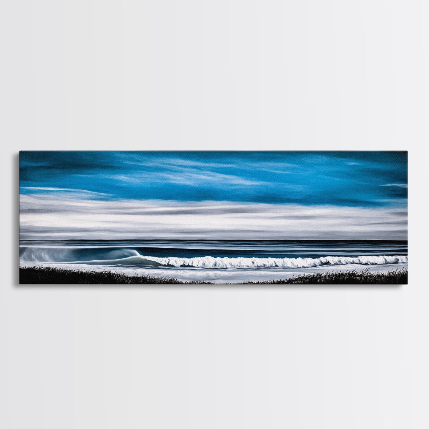 Ocean Wave, Coastal Seascape, Framed Canvas Print, Nautical Wall Art, Beach House Decor, Blue Wave Painting, Living Room Artwork, Minimalist Art
