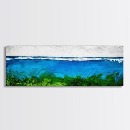 Deep Blue Ocean, Underwater Wall Art, Coastal Decor, Tranquil Seascape, Modern Beach Art, Large Canvas Print, Living Room Art