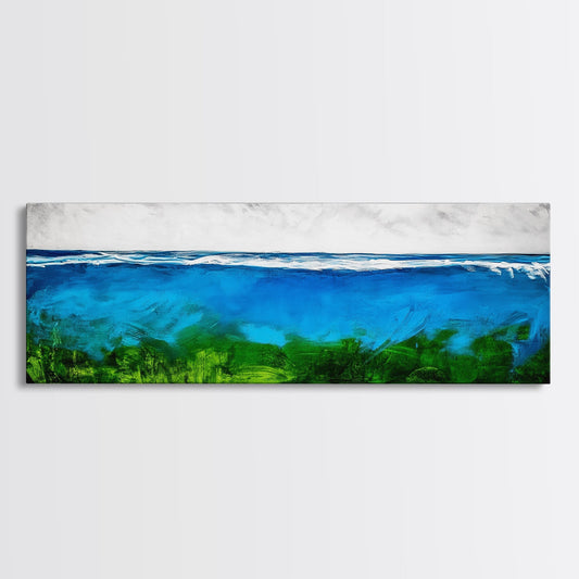 Deep Blue Ocean, Underwater Wall Art, Coastal Decor, Tranquil Seascape, Modern Beach Art, Large Canvas Print, Living Room Art