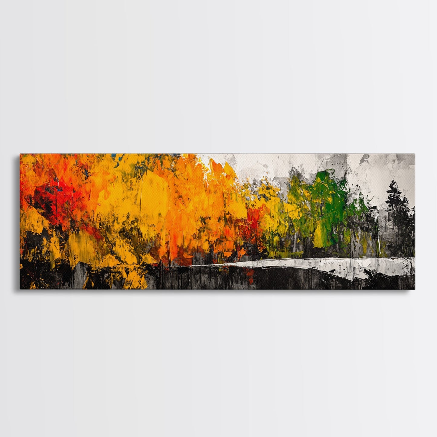 Autumn Forest, Vibrant Foliage, Fall Landscape, Nature Inspired Art, Framed Canvas Print, Cozy Home Decor, Rustic Cabin Wall Art, Boho Aesthetic