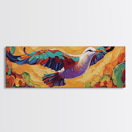 Soaring Bird, Colorful Flight, Nature Bird Art, Desert Skies, Framed Canvas Print hallway wall decor, boho art, inspirational wall piece