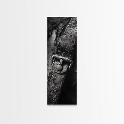 Leather Strap, Worn Texture, Rustic Detail, Framed Canvas Print, Industrial Wall Decor, Masculine Style, Close-Up Texture Art