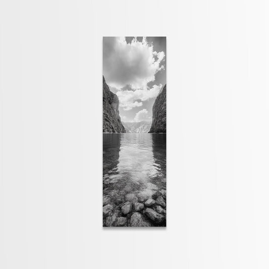 Canyon Lake, Majestic Water, Mountain Reflections, Nature Serenity, Minimalist Art, Canvas Print, Living Room Wall Art, Adventure Vibes