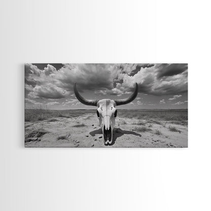 Cow Skull, Desert Bones, Wild West Skull, Country Vibe Decor, Canvas Print, Western Wall Art, Rustic Bedroom or Hallway Accent