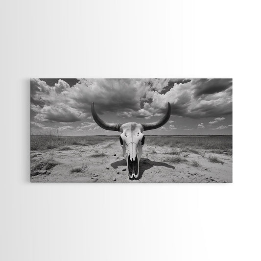 Cow Skull, Desert Bones, Wild West Skull, Country Vibe Decor, Canvas Print, Western Wall Art, Rustic Bedroom or Hallway Accent