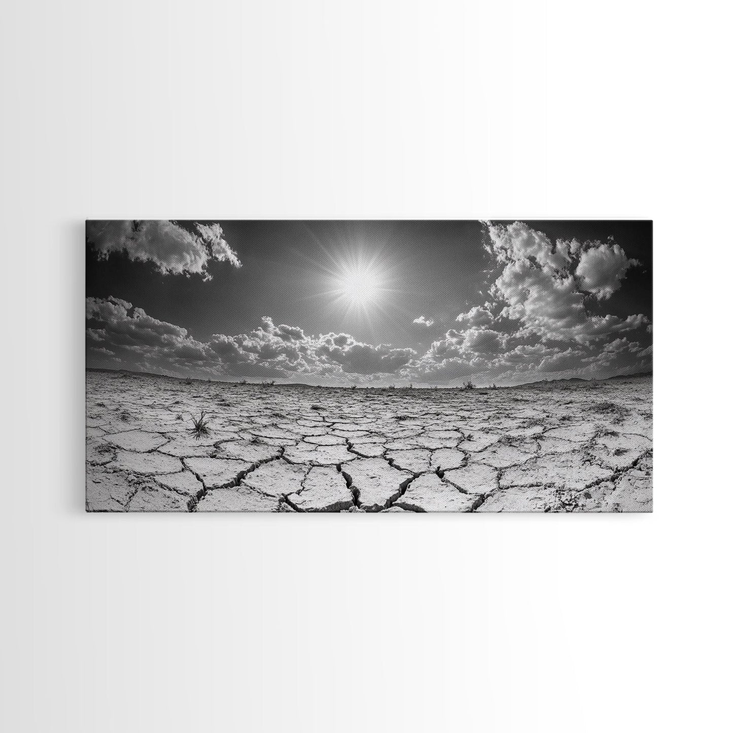 Cracked Earth Sun, Desert Landscape, Dramatic Sky, Canvas Print, Southwestern Decor, Fall Wall Art, Earth Tones Rustic Home Accent