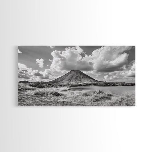 Volcano Peak, Dramatic Clouds, Nature Power, Canvas Print, Mountain Wall Art, Office Nature Photography, Landscape Fine Art Print