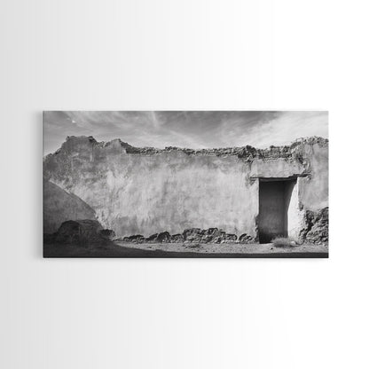 Adobe Wall, Desert Door, Rustic Texture, Framed Canvas Print, Southwest Wall Art, Neutral Earth Tones, Boho Western Living Room Decor