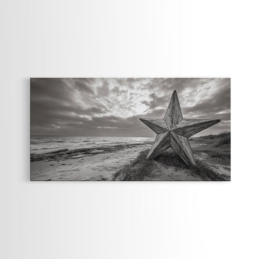 Beach Star, Weathered Wood, Coastal Symbol, Canvas Print, Rustic Seaside Wall Art, Fall Decor, Entryway Or Nautical Living Room Style