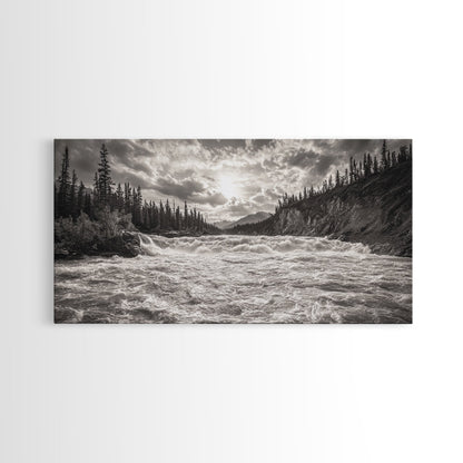 Mountain River Rapids, Adventure Landscape, Moody Forest Wall Art, Nature Explorer Vibes, Rustic Cabin Decor, Canvas Print