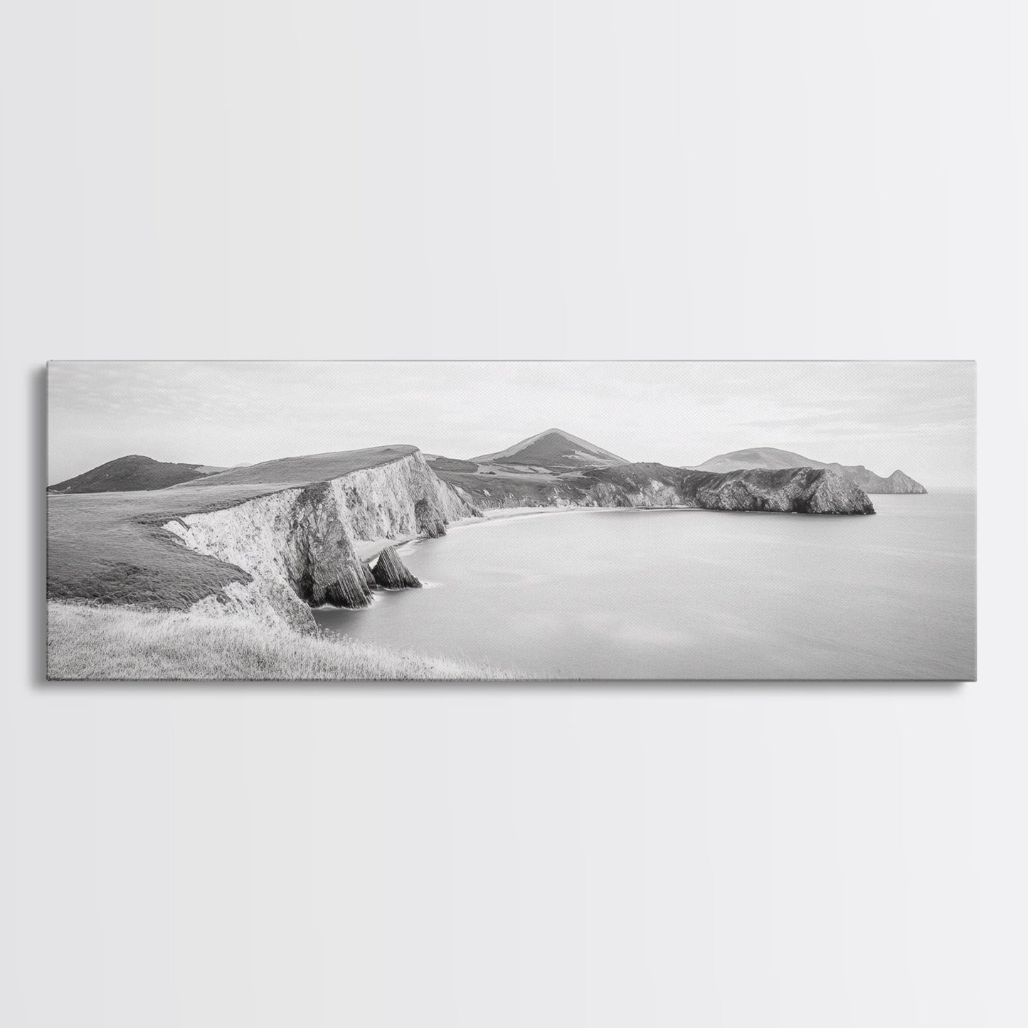 Cliff Coast, Rolling Hills, Seaside Bluffs, Canvas Print, dreamy landscape photography, light neutral living room art, tranquil office decor