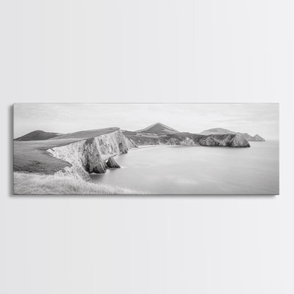 Cliff Coast, Rolling Hills, Seaside Bluffs, Canvas Print, dreamy landscape photography, light neutral living room art, tranquil office decor
