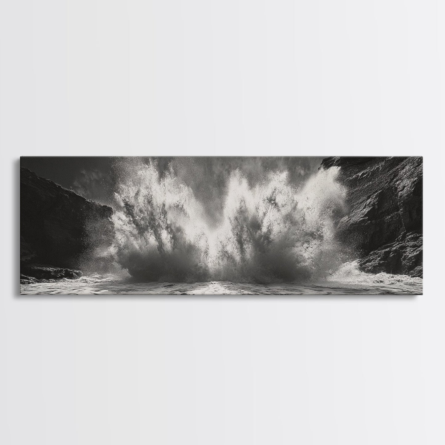 Ocean Splash, Powerful Wave Crash, Coastal Energy Wall Art, Framed Canvas Print, Modern Beach House Decor, Dynamic Living Room Art