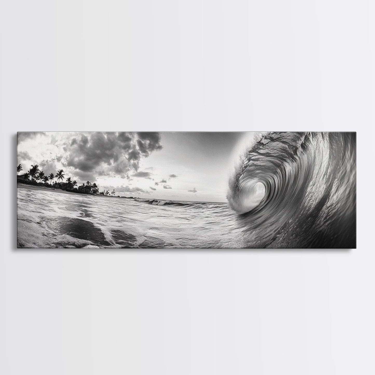 Barrel Wave Curl, Surfer's Dream, Ocean Power, Framed Canvas Print, Coastal Wall Art, Beach House Decor, Surf Photography