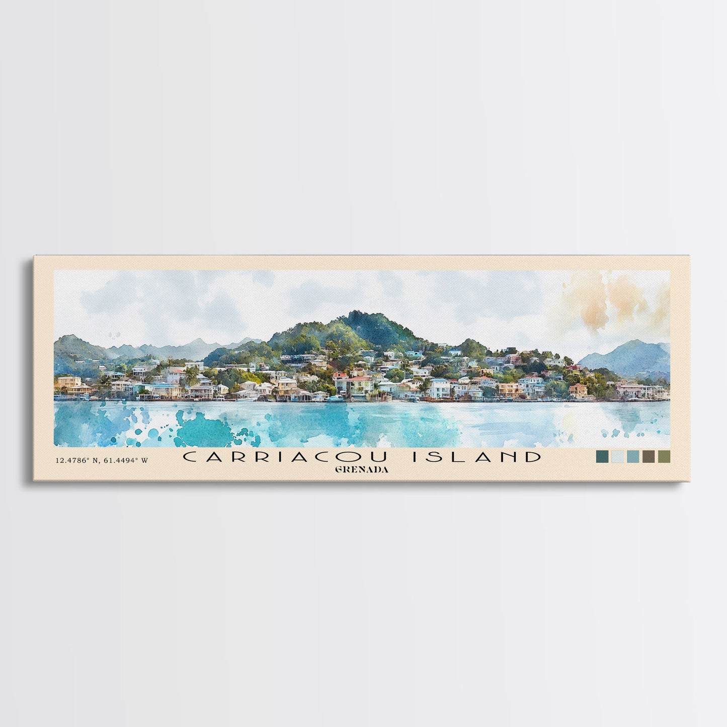 Carriacou Island, Grenada Watercolor Beach Print, Vacation Gift, Grenada Wall Art, Beach Painting, Beach Decor, Beach Painting