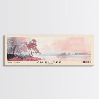 Chiemsee, Germany Watercolor Print, Vacation Gift, Germany Wall Art, Beach Painting, Beach Decor, Large Wall Art, Wood Frame Art