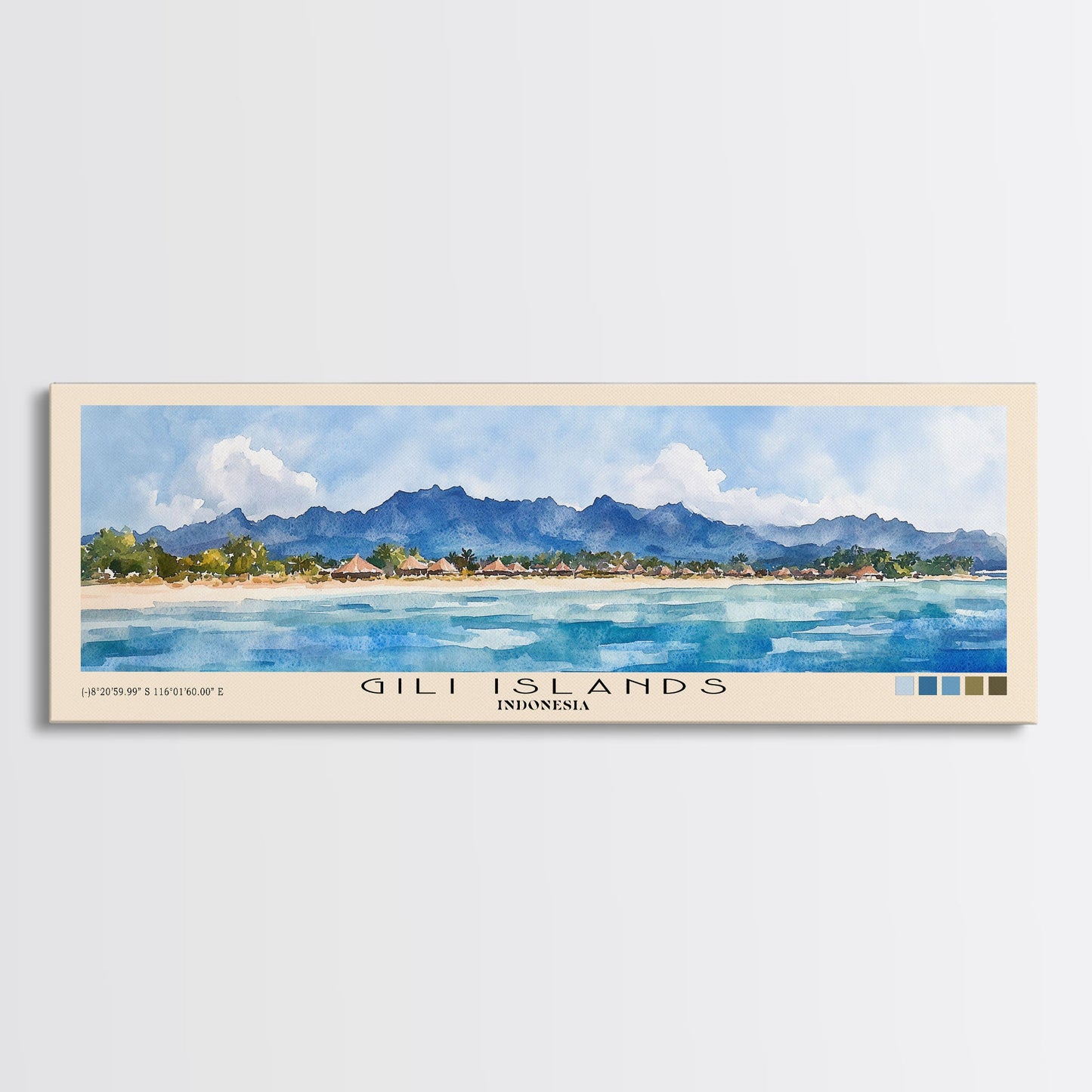 Gili Islands, Indonesia Watercolor Beach Print, Vacation Gift, Indonesia Wall Art, Beach Painting, Beach Decor, Beach Painting