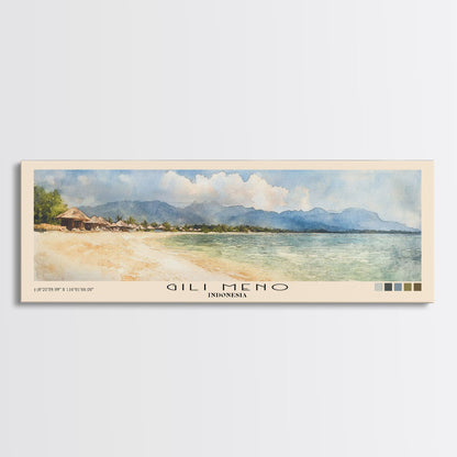 Gili Meno, Indonesia Watercolor Print, Vacation Gift, Indonesia Wall Art, Beach Painting, Beach Decor, Large Wall Art, Wood Frame Art