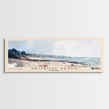Grobust beach, Scotland Watercolor Print, Vacation Gift, Scotland Wall Art, Beach Painting, Beach Decor, Large Wall Art, Wood Frame Art