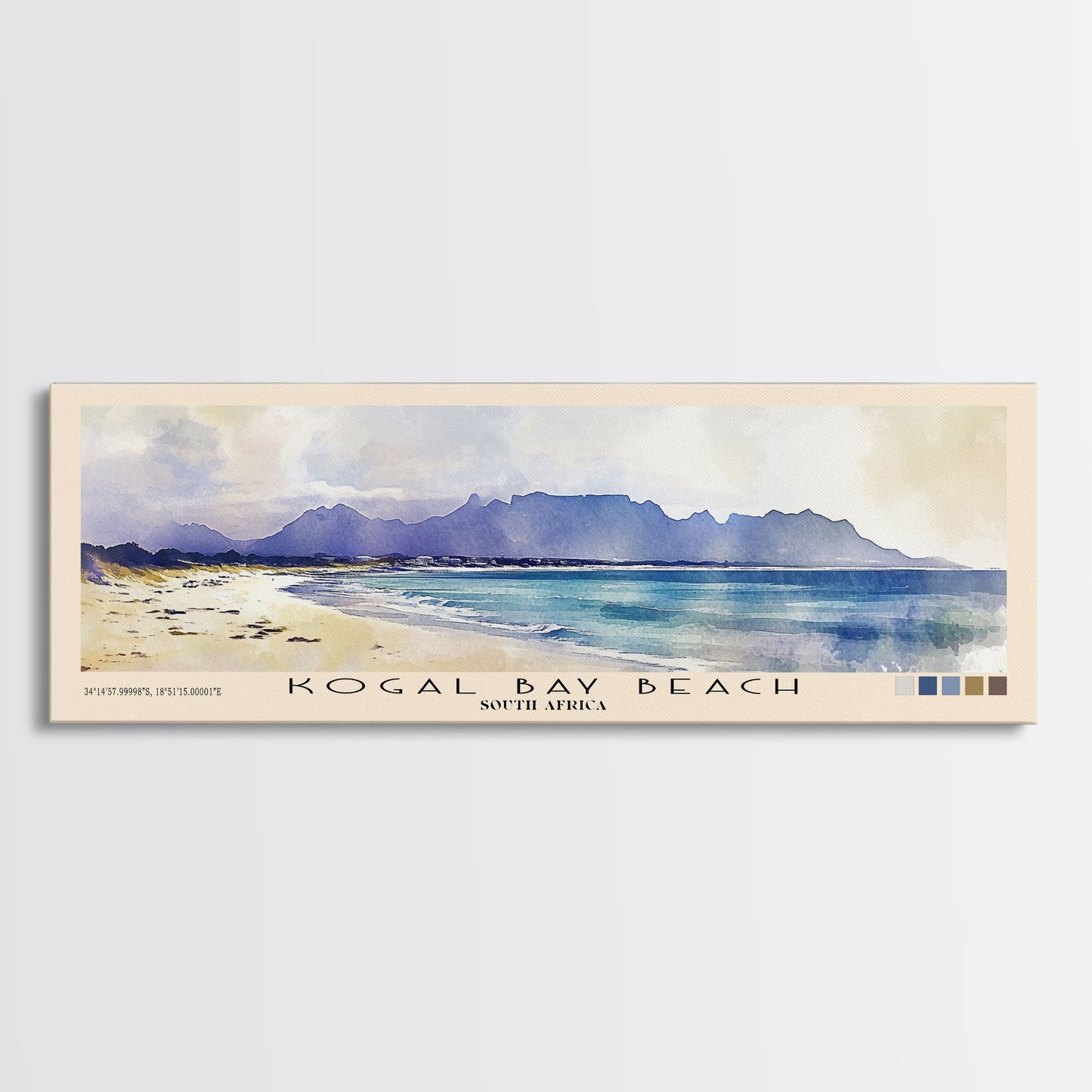 Kogal Bay Beach, South Africa Watercolor Print, Vacation Gift, South Africa Wall Art, Beach Painting, Beach Decor, Large Wall Art, Wood Frame Art