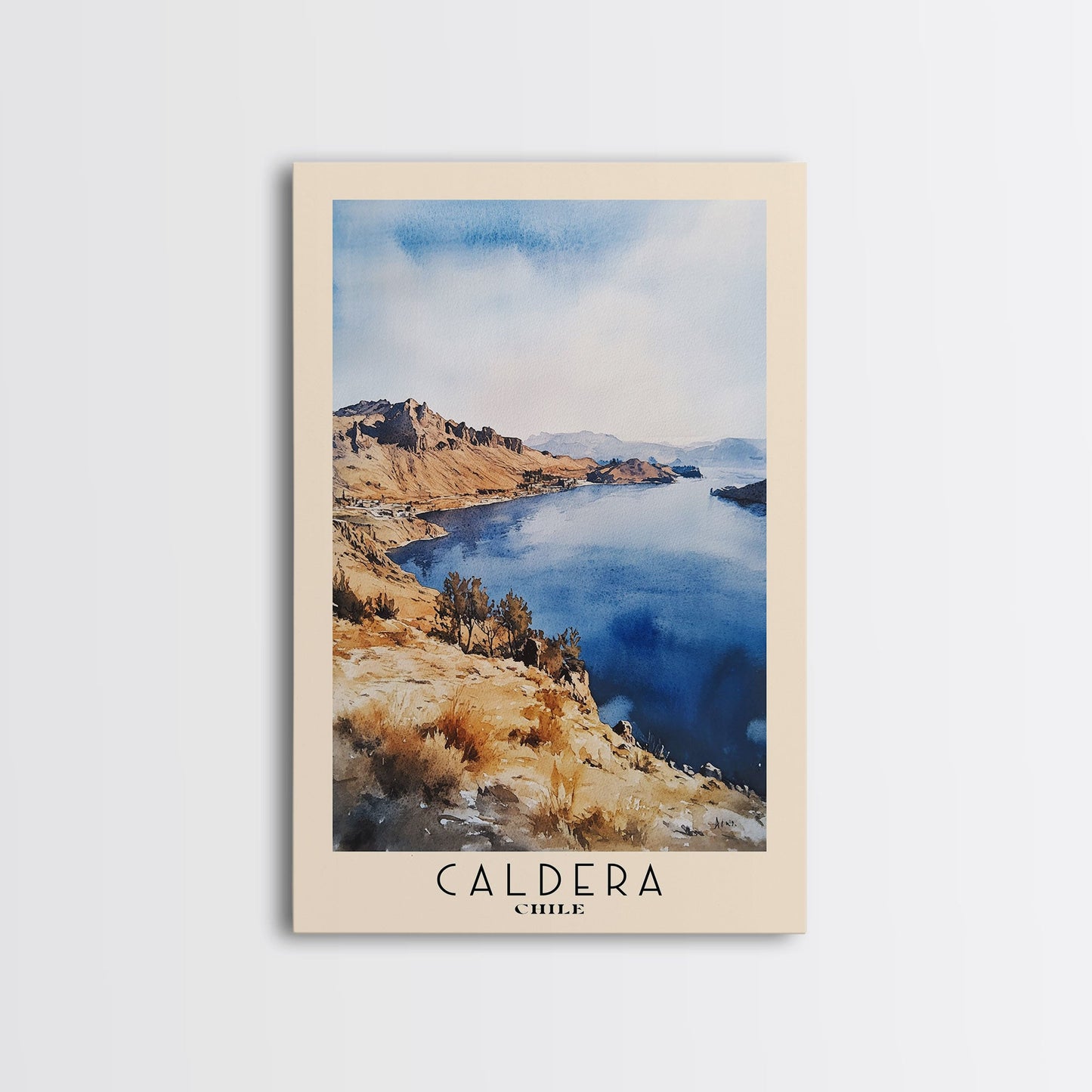 Caldera, Chile Watercolor Print, Vacation Gift, Chile Wall Art, Beach Painting, Beach Decor, Large Wall Art, Wood Frame Art