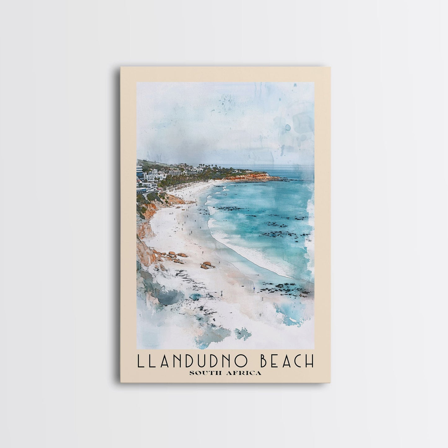 Llandudno Beach, South Africa Watercolor Print, Vacation Gift, South Africa Wall Art, Beach Painting, Beach Decor, Large Wall Art, Wood Frame Art