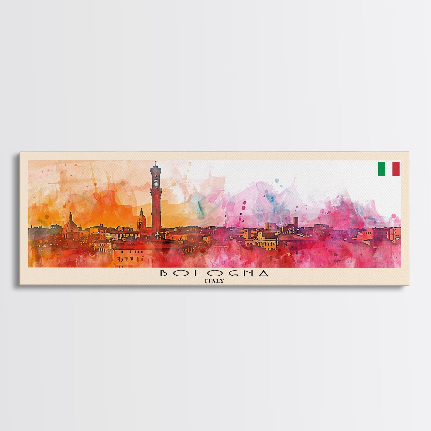 Bologna Italy Wall Art, Panoramic Travel Poster, Panoramic Framed Canvas Print, City Wall Art, Wall Hanging Home Decor, Travel Art