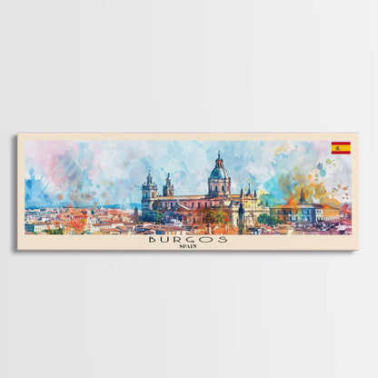 Burgos Spain Wall Art, Panoramic Travel Poster, Panoramic Framed Canvas Print, City Wall Art, Wall Hanging Home Decor, Travel Art