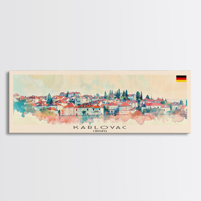 Karlovac Croatia Travel Art, City Art, Framed Canvas Print or Metal Wall Art, Europe Travel Poster, Panoramic Wall Art, Extra Wide Wall Art