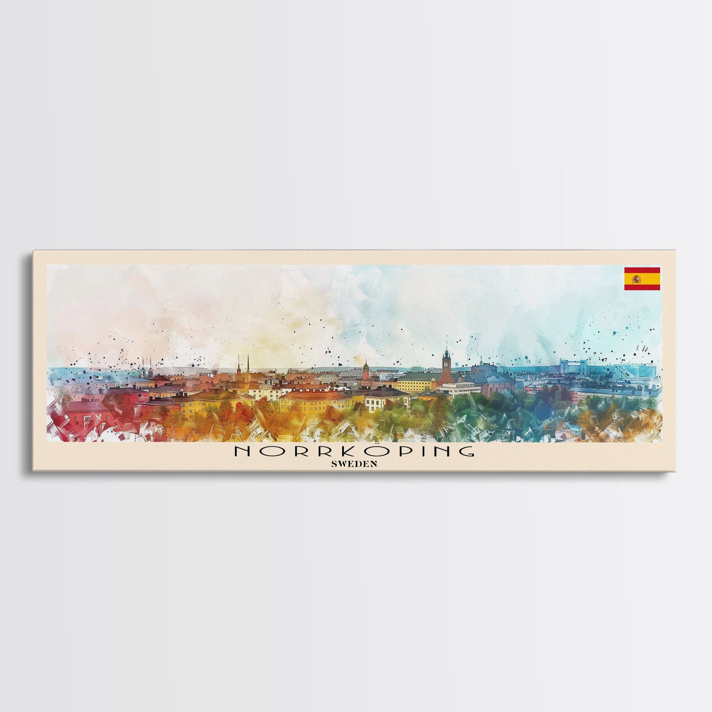 Norrkoping Sweden Travel Print Wall Art, Panoramic City Art, Travel Art, Wall Decor, Vacation Gift, Framed Canvas Print Or Metal Art