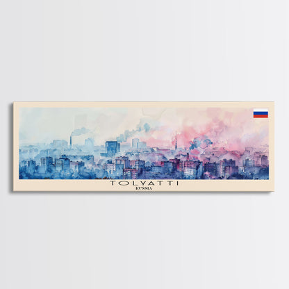 Togliatti Russia Panoramic Travel Poster, Framed Canvas Print or Metal Wall Art, Travel Art, Home Decor, Panoramic Painting, Midcentury Art