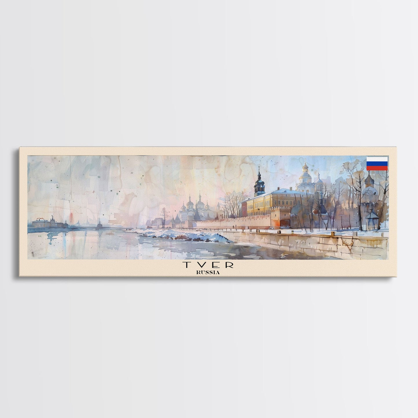 Reisekunst aus Twer, Russland, Stadtkunst, gerahmter Leinwanddruck oder Wandbild aus Metall, Europa-Reiseposter, Panorama-Wandbild, extra breites Wandbild